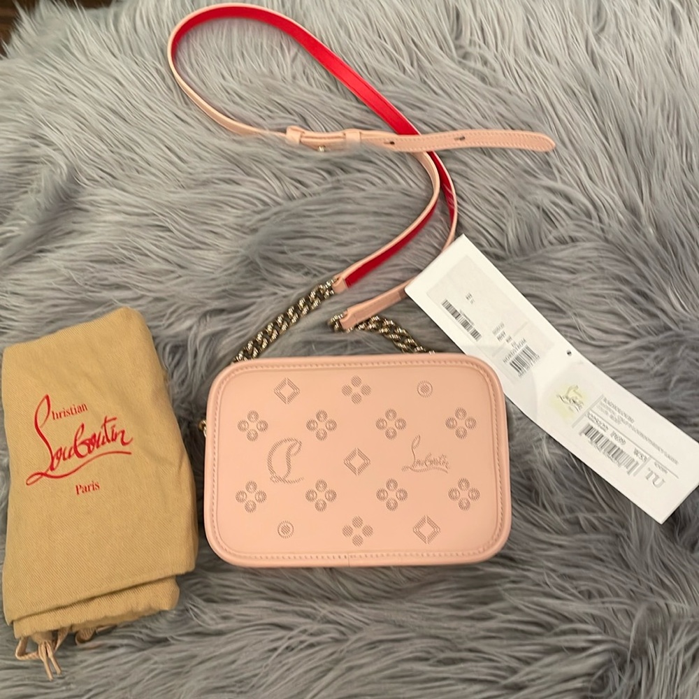 Christian Louboutin Pink Blush Leather Crossbody Camera Bag